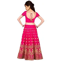 F Plus Fashion Girl's Banglory Satin Semi-Stitched Lehenga Choli (Pink,Orange 8-13 Years)-thumb1