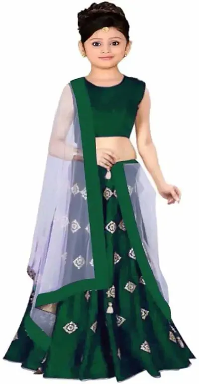 Banglory Satin Lehenga Choli With Dupatta For Girl's