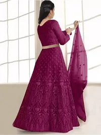 F Plus Fashion Girls Lehenga Choli Ethnic Wear Embroidered Lehenga, Choli and Dupatta Set (8-9 Years, Purple)-thumb1