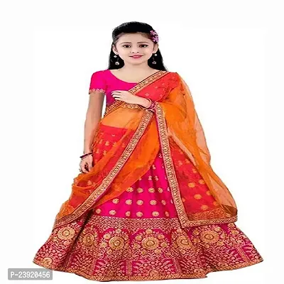 F Plus Fashion Girl's Silk Semi-stitched Lehenga Choli-thumb0