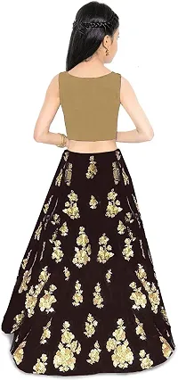 F Plus Fashion Girl's Semi-stitched Taffeta Satin Lehenga Choli-thumb1