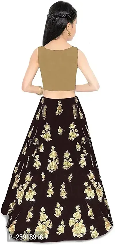 F Plus Fashion Girl's Semi-stitched Taffeta Satin Lehenga Choli-thumb2