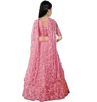 F Plus Fashion Flower Designer Girls Lehenga Choli (10-11 Years, Pink)-thumb1