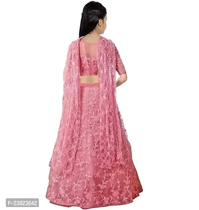 F Plus Fashion Flower Designer Girls Lehenga Choli (10-11 Years, Pink)-thumb2