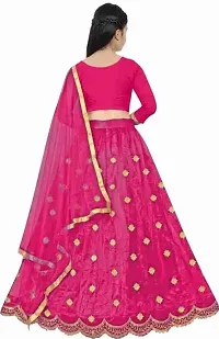 F Plus Fashion Girl's Net Semi-stitched lehenga choli and Dupatta set (11-12 Years, Pink)-thumb1