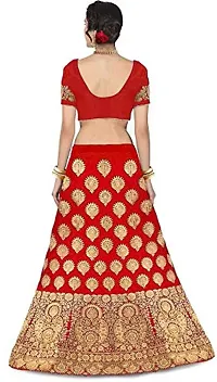 F Plus Fashion Taffeta Satin Women's Semi Stitched Lehenga Choli (Red)-thumb1