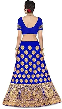 F Plus Fashion Taffeta Satin Women's Semi Stitched Lehenga Choli (Royal Blue)-thumb1