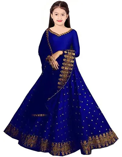 Femisha Creation Girls Lehenga Choli (11-12 Years, Blue)