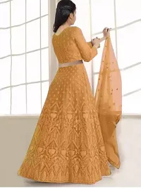 F Plus Fashion Girls Lehenga Choli Ethnic Wear Embroidered Lehenga, Choli and Dupatta Set (13-14 Years, Cream)-thumb1