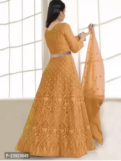 F Plus Fashion Girls Lehenga Choli Ethnic Wear Embroidered Lehenga, Choli and Dupatta Set (13-14 Years, Cream)-thumb2