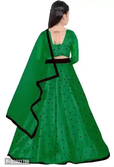 Clothes shop Girls Net Latest Designer Party Wear Semi Stitched Lehenga Choli (14-15 Years, Green)-thumb2