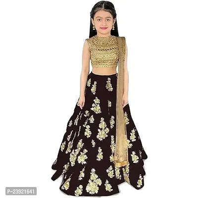 F Plus Fashion Taffeta Satin Kids Girls Semi Stitched Lehenga Choli-thumb0