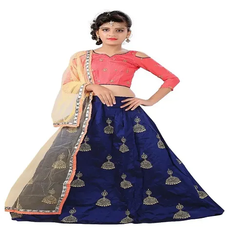 F Plus Fashion Heavy Embroidered Kids Wedding Wear Semi Stitched Lehenga Choli .