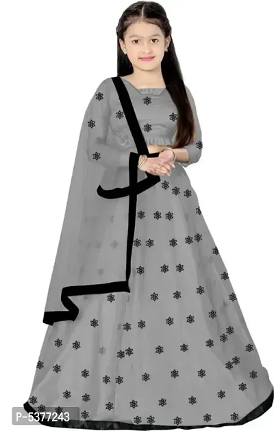 Grey Net Embroidered Latest Designer Girls Traditional Lehenga Choli_(It's 3-15 Years Girls)-thumb0