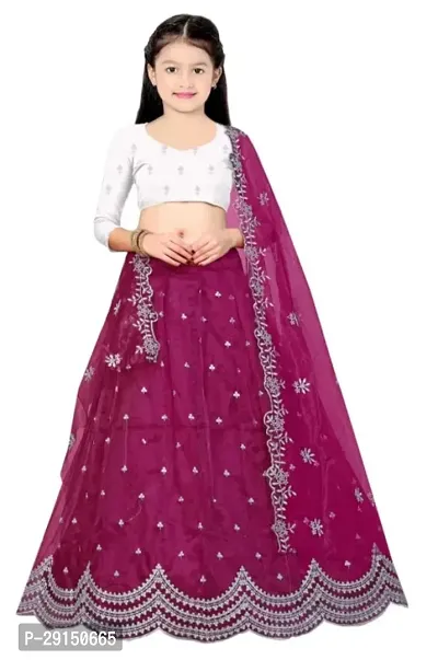 Girls Latest Embroidered Wedding Wear Lehenga Choli_(Suitable To 3-15 Years Girls)Free Size-thumb0