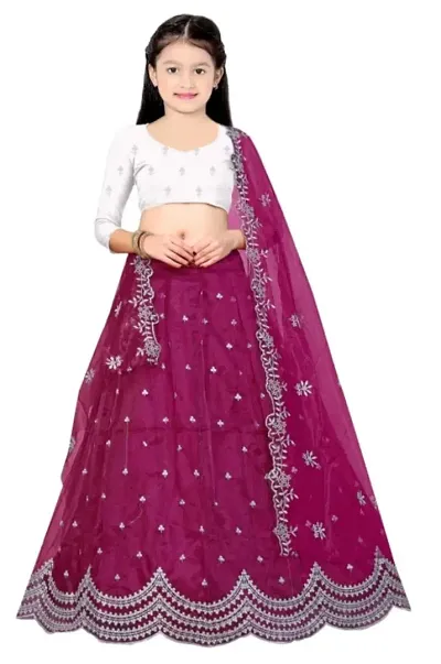 Girls Latest Embroidered Wedding Wear Lehenga Choli_(Suitable To 3-15 Years Girls)Free Size