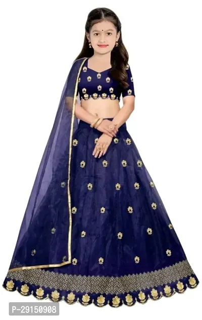 Girls Net Embroidered Latest Designer Party wear Lehenga Choli-thumb0