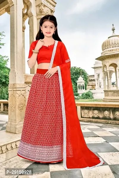 Girls Net Designer Embroidered Wedding Semi Stitched Lehenga Choli_(Suitable to 3-15 Years Girls)Free Size