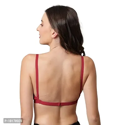 Be-Wild Full Coverage Non Padded Backless Transparent Strap Bra for Women and Girls/Ladies/Black/Cotton/Casual/t-Shirts/Everyday/Regular/Bras (Pack of - 3) (C, Assorted, 40)-thumb3