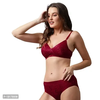 Buy Lace Non-Padded Non-Wired Full Coverage Bridal Bra in Maroon