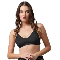 Be-Wild Full Coverage Backless Cotton Bra for Women and Girls/Ladies/Casual/Non-Padded/Everyday/t-Shirt/Fancy/Non Wired/Adjustable/Supported Bra Attached Transparent Strap & Band (34, Black)-thumb2