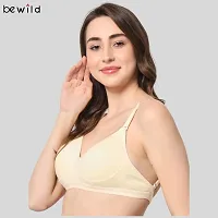 BEWILD Full Coverage Backless Cotton Bra for Women and Girls/Ladies/Casual/Padded/Everyday/t-Shirt/Fancy/Non Wired/Adjustable/Supported Bra Attached Transparent Strap & Band (B, Skin, 36)-thumb3