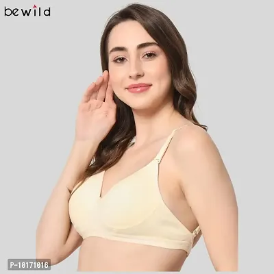 BEWILD Full Coverage Backless Cotton Bra for Women and Girls/Ladies/Casual/Padded/Everyday/t-Shirt/Fancy/Non Wired/Adjustable/Supported Bra Attached Transparent Strap & Band (B, Skin, 36)-thumb4