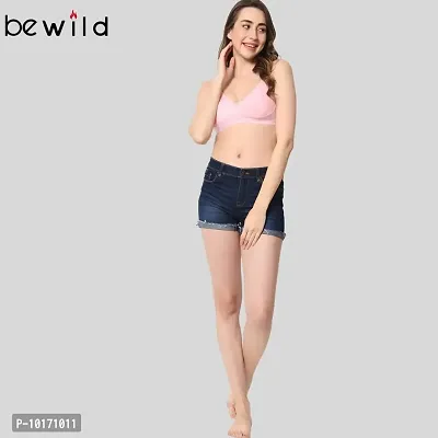 BEWILD Full Coverage Backless Cotton Bra for Women and Girls/Ladies/Casual/Non-Padded/Everyday/t-Shirt/Non Wired/Adjustable/Supported Attached Transparent Strap & Band(Baby Pink) (C, 34)-thumb4