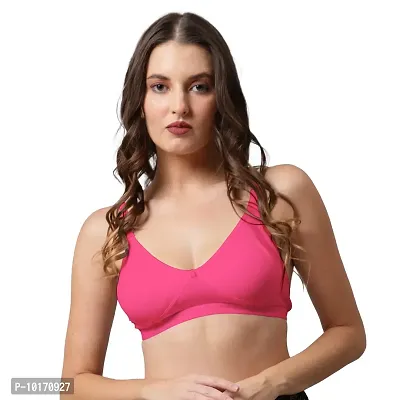Be-Wild Full Coverage Non Padded Backless Transparent Strap Bra for Women and Girls/Ladies/Black/Cotton/Casual/t-Shirts/Everyday/Regular/Bras (Pack of - 3) (B, Pink : Black : Maroon, 42)-thumb5