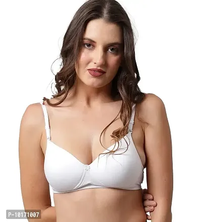 BEWILD Bra for Women and Girls/Ladies/Full Coverage/t-Shirt/Sports Bra/Casual/Everyday/Regular/Padded/Comfort/Bra Panty Set/Non Wired (C, White, 28)-thumb4