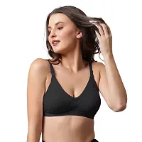 Be-Wild Full Coverage Backless Cotton Bra for Women and Girls/Ladies/Casual/Non-Padded/Everyday/t-Shirt/Fancy/Non Wired/Adjustable/Supported Bra Attached Transparent Strap & Band (34, Black)-thumb4