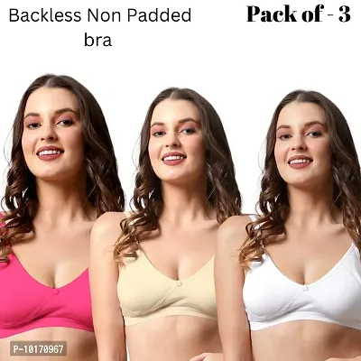 Be-Wild Full Coverage Non Padded Backless Transparent Strap Bra for Women and Girls/Ladies/Black/Cotton/Casual/t-Shirts/Everyday/Regular/Bras (Pack of - 3) (B, White : Pink : Skin, 42)-thumb2