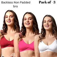 Be-Wild Full Coverage Non Padded Backless Transparent Strap Bra for Women and Girls/Ladies/Black/Cotton/Casual/t-Shirts/Everyday/Regular/Bras (Pack of - 3) (C, Assorted, 40)-thumb1