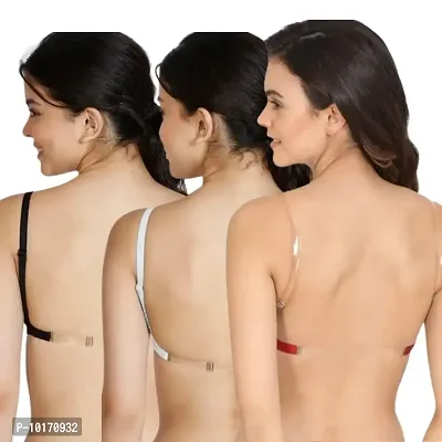 Buy Be-Wild Full Coverage Non Padded Backless Transparent Strap Bra for  Women and Girls/Ladies/Black/Cotton/Casual/t-Shirts/Everyday/Regular/Bras  (Pack of - 3) Online In India At Discounted Prices