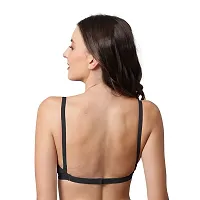 Be-Wild Full Coverage Backless Cotton Bra for Women and Girls/Ladies/Casual/Non-Padded/Everyday/t-Shirt/Fancy/Non Wired/Adjustable/Supported Bra Attached Transparent Strap & Band (34, Black)-thumb1