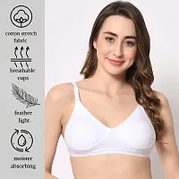 BEWILD Full Coverage Backless Cotton Bra for Women and Girls/Ladies/Casual/Padded/Everyday/t-Shirt/Fancy/Non Wired/Adjustable/Supported Bra Attached Transparent Strap & Band (B, White, 40)-thumb2