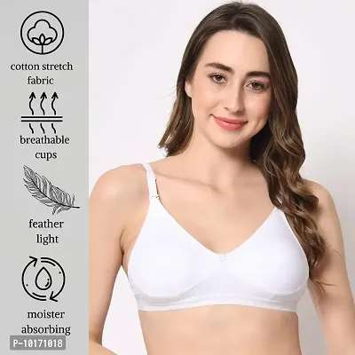 BEWILD Full Coverage Backless Cotton Bra for Women and Girls/Ladies/Casual/Padded/Everyday/t-Shirt/Fancy/Non Wired/Adjustable/Supported Bra Attached Transparent Strap & Band (B, White, 40)-thumb3