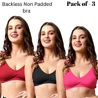 Be-Wild Full Coverage Non Padded Backless Transparent Strap Bra for Women and Girls/Ladies/Black/Cotton/Casual/t-Shirts/Everyday/Regular/Bras (Pack of - 3) (B, Pink : Black : Maroon, 42)-thumb1