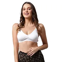 Be-Wild Full Coverage Backless Cotton Bra for Women and Girls/Ladies/Casual/Non-Padded/Everyday/t-Shirt/Fancy/Non Wired/Adjustable/Supported Bra Attached Transparent Strap & Band (34, White)-thumb3