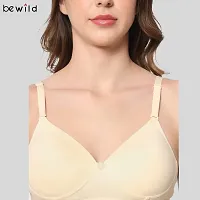 BEWILD Full Coverage Backless Cotton Bra for Women and Girls/Ladies/Casual/Padded/Everyday/t-Shirt/Fancy/Non Wired/Adjustable/Supported Bra Attached Transparent Strap & Band (B, Skin, 36)-thumb2