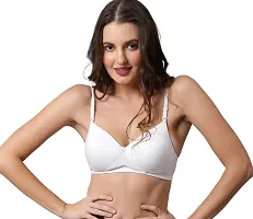 BEWILD Bra for Women and Girls/Ladies/Full Coverage/t-Shirt/Sports Bra/Casual/Everyday/Regular/Padded/Comfort/Bra Panty Set/Non Wired (C, White, 28)-thumb1