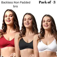 Be-Wild Full Coverage Non Padded Backless Transparent Strap Bra for Women and Girls/Ladies/Black/Cotton/Casual/t-Shirts/Everyday/Regular/Bras (Pack of - 3) (B, Multicolored, 30)-thumb1