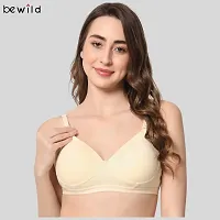 BEWILD Full Coverage Backless Cotton Bra for Women and Girls/Ladies/Casual/Padded/Everyday/t-Shirt/Fancy/Non Wired/Adjustable/Supported Bra Attached Transparent Strap & Band (B, Skin, 36)-thumb4