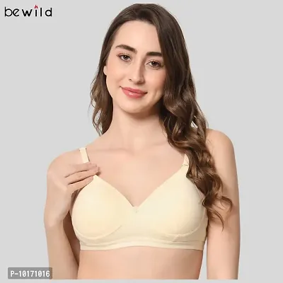 BEWILD Full Coverage Backless Cotton Bra for Women and Girls/Ladies/Casual/Padded/Everyday/t-Shirt/Fancy/Non Wired/Adjustable/Supported Bra Attached Transparent Strap & Band (B, Skin, 36)-thumb5