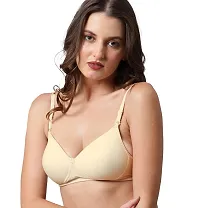 BEWILD Bra for Women and Girls/Ladies/Full Coverage/t-Shirt/Sports Bra/Casual/Everyday/Regular/Padded/Comfort/Bra Panty Set/Non Wired (B, Skin, 28)-thumb1