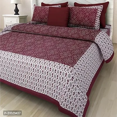 Comfortable Cotton Printed Bedsheet with Pillow Covers-thumb0