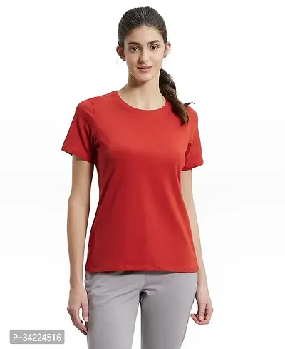 Stylish Cotton Solid T-shirt For Women-thumb0