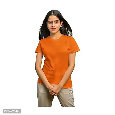 Stylish Cotton Solid T-shirt For Women-thumb0