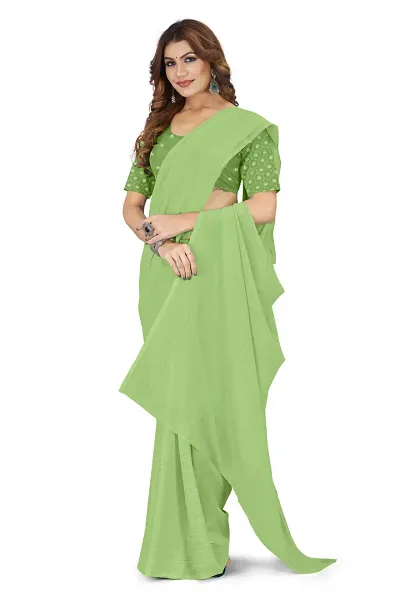 Stylish Chiffon Solid Saree with Blouse piece