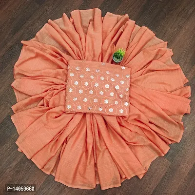 Stylish Chiffon Orange Solid Saree with Blouse piece